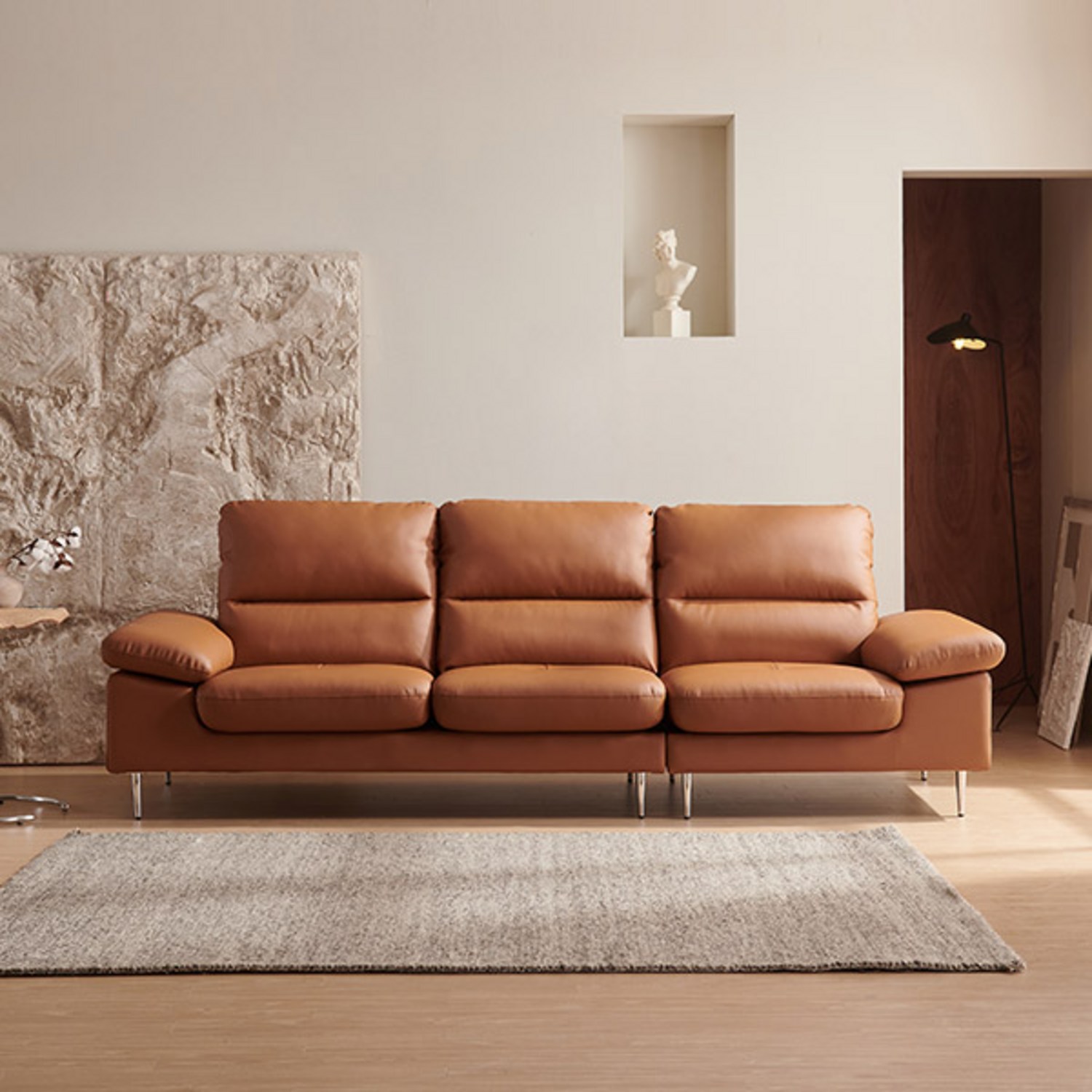 우리집 거실에 럭셔리 한 방울, 삼익가구 포인 천연 소가죽 4인용 소파!