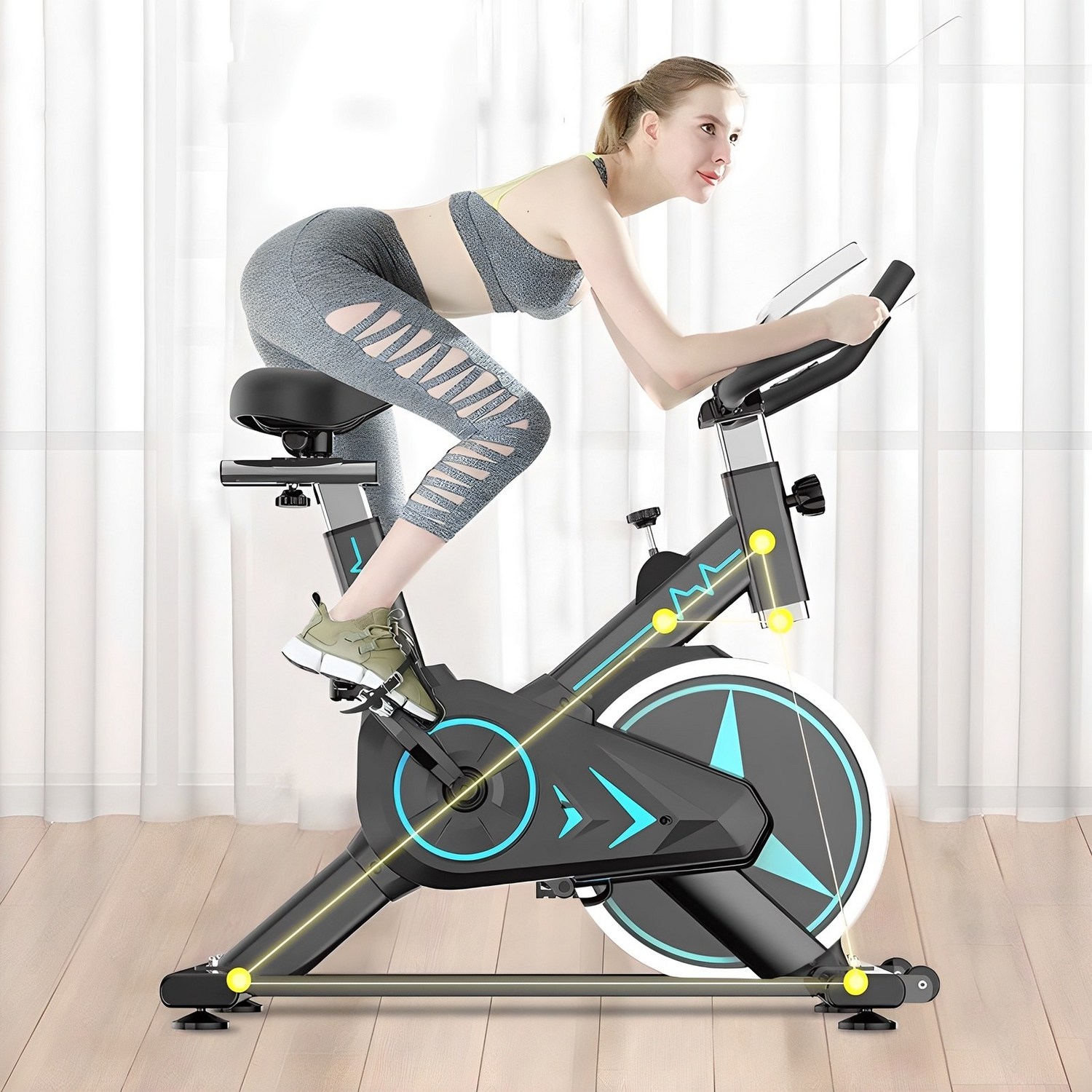 실내 자전거 헬스사이클로 즐기는 건강한 하루 스피닝자전거