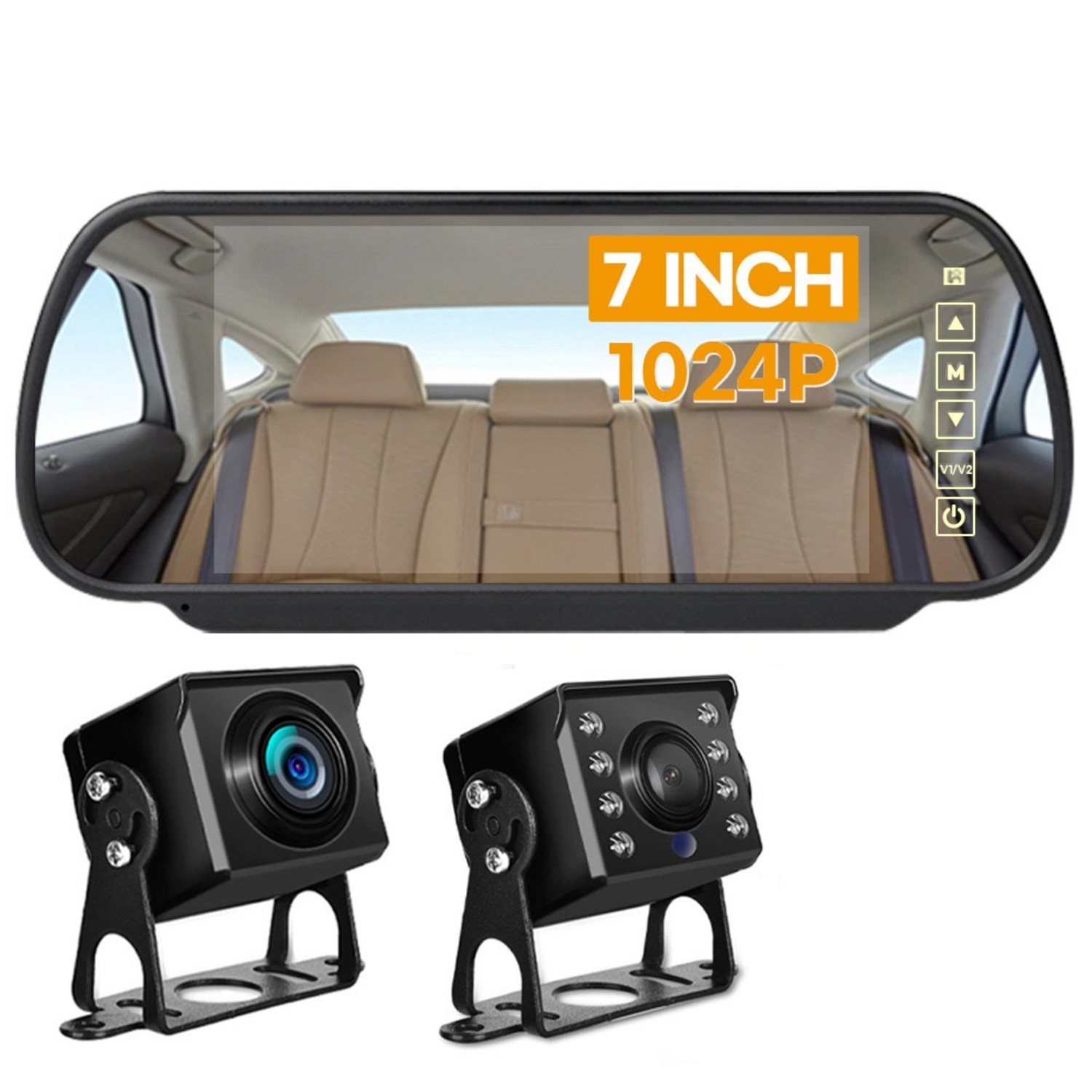 7인치 룸미러 모니터 트럭 수퍼나이트 LED후방카메라 12-24v 야간컬러, 7인치 룸미러모니터 + 수퍼나이트 카메라