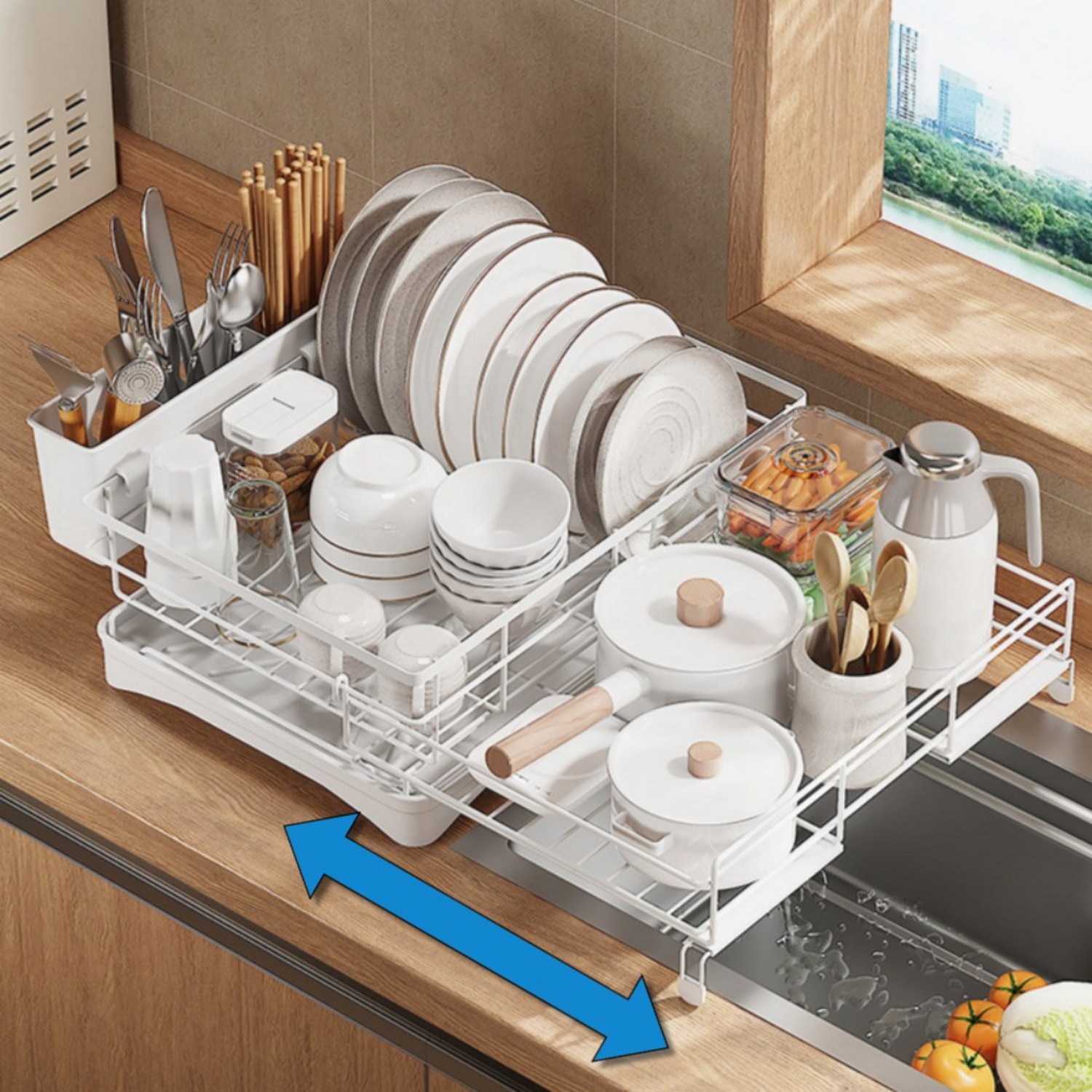 좁은 주방 공간에 펼쳐지는 마법, 앙투앙 확장형 식기 건조대