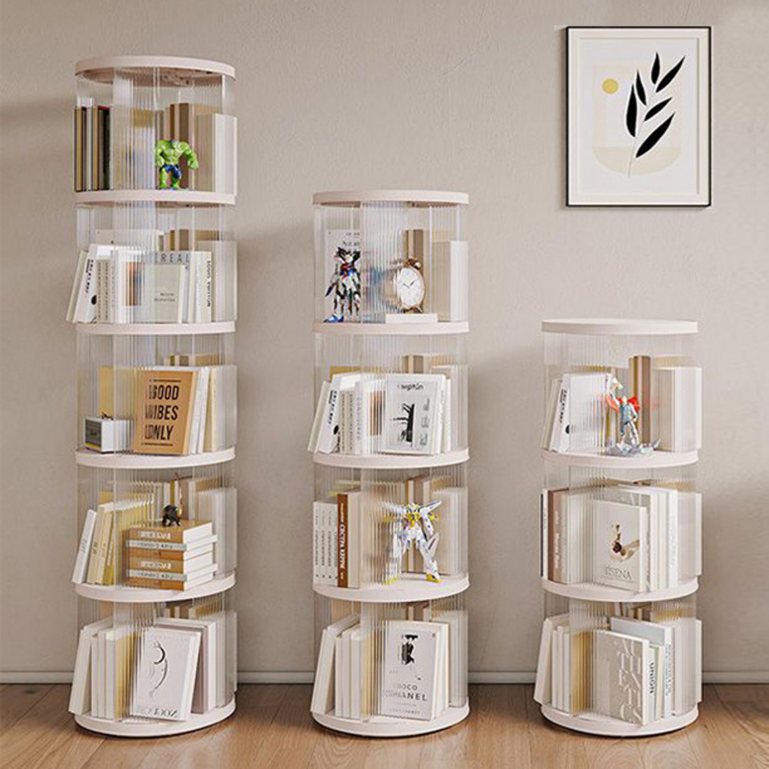 공간을 예술로, 메리달 퓨어 아크릴 회전책장으로 서재를 디자인하세요!