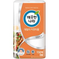 깨끗한나라 데일리 롤키친타올, 1개, 8개입