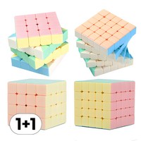 1+1 세트 444 + 555 큐브 단계별 퍼즐 Cube 루빅스 4x4 5x5 선수용 큐빙 사각 파스텔 레인보우 특수 루빅 무지개 장난감 취미 보드 게임, R99739A(파스텔 444큐브+555큐브, 1세트, 1개