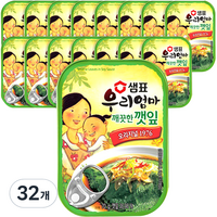 샘표 우리엄마 깻잎 깨끗한맛, 70g, 32개