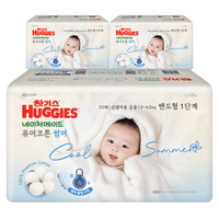 하기스 2024 네이처메이드 퓨어코튼 썸머 밴드형 기저귀 남여공용 신생아용(3~4.5kg), 1단계, 156매