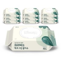 크리넥스 에코 그린 물티슈 캡형 랜덤 발송, 50g, 70매입, 10개