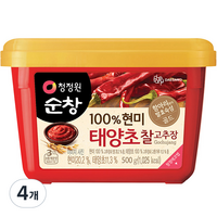 청정원순창 100% 현미 태양초 찰고추장, 500g, 4개