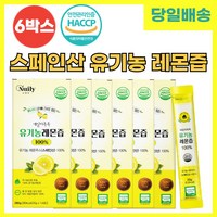 데일리톡톡 유기농 인증 레몬즙 100% 물타지않은 순수 레몬 주스 원액 스페인산 NFC 착즙 스틱 1일1레몬 어린이 청소년 성인 온가족 섭취 추천, 0.28kg, 6세트