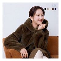 [LBL] 24FW NEW에센셜 FAUX밍크 후드 하프자켓