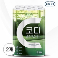 코디 순수 3겹 데코 화장지 30M, 30롤, 2개