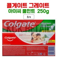 콜게이트 플루오라이드 투스페이스트 아이씨 쿨 민트 치약, 250g, 6개