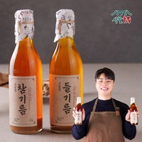 시골정 100% 1+1 참기름 들기름 저온압착 통참깨 통들깨 대용량, 1세트, 350ml