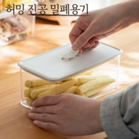 허밍 원터치 진공밀폐용기 친환경 진공 밀폐용기, 대+대, 1개