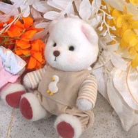 레나베어옷 곰인형옷 20cm 30cm 오리점프슈트, S size (20cm), 스트라이프 티셔츠+카키색 멜빵바지 세트