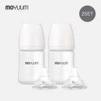 [모윰] 안심코팅 노꼭지 유리젖병 150ml 2팩 + 젖꼭지(2p), 젖꼭지 단계:서포트