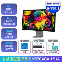 삼성전자 삼성 올인원프로 DM970AGA-L51A 일체형PC 올인원PC 신제품 고성능 일체형컴퓨터 AI PC, 인텔ULTRA5/RAM16GB/NVMe256GB, 선택없음, NVMe 512GB추가, 16GB