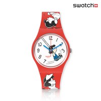 스와치 SWATCH PEANUTS 스누피 우레탄시계 SO28Z106