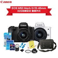 캐논정품 EOS M50 Mark II+15-45mm kit/메모리 풀패키지, 블랙, 15-45mm kit/32GB메모리 풀패키지