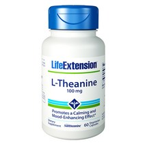 라이프익스텐션 L-테아닌 100mg 베지테리안 캡슐, 60정, 1개