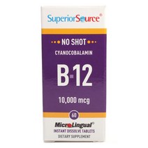 슈페리어소스 노 샷 시아노코발라민 B-12 10000mcg 타블렛, 60개입, 1개