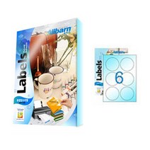 [올바른] 투명방수라벨 (레이저용) -(원형6칸), 25매, AL406CP