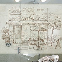 고급칼라안개시트_카페가 있는 거리01_180x90cm