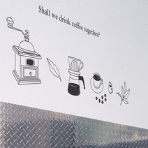 꿀밤 그래픽스티커 커피한잔, 브라운