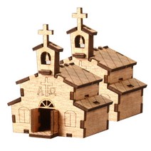 영공방 아기교회 나무조립키트 YM851 2개, 혼합 색상