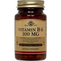 솔가 비타민 B6 100mg 베지터블 캡슐 글루텐 프리 비건, 100개입, 1개