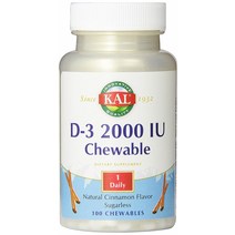 Kal D-3 2000 IU 시나몬 맛 츄어블, 100개입, 1개, 100정