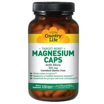 Country Life Vitamins 타겟-민스 마그네슘 캡 with 실리카 300mg 베지테리안 캡슐, 1개, 120정