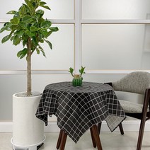 아리코 북유럽 코튼 식탁보 4인, 블랙체크, 140 x 100cm
