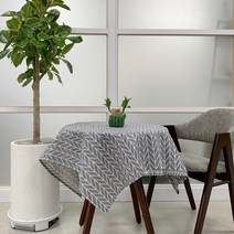 아리코 북유럽 코튼 식탁보 2인, 그레이 격자, 90 x 90cm