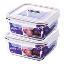 글라스락 퍼플 에디션 정사각 밀폐용기, 1200ml, 2개