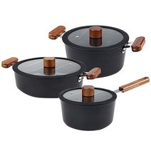 키친아트 FORT+ IH 인덕션 냄비 3종 세트, 혼합 색상, 편수냄비 18cm + 양수냄비 20cm + 전골냄비 24cm
