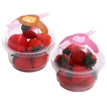 D-7 210ml 투명 다용도 디저트컵 데코SET 곰토끼캔디팝 + 칼라미니포크(랜덤) 각 20개, 1세트, 1개입