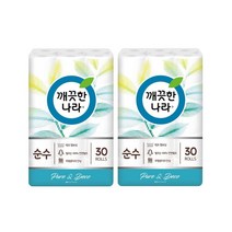 깨끗한나라 순수 2겹 천연펄프 롤화장지 40m, 30롤, 2팩