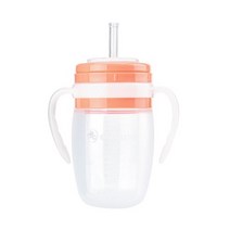 드라마 실리콘 빨대물병, 살구핑크320ml