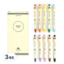 핑크풋 마인드 컬러심 중성펜 세트 10종 세트 0.38mm, 아이보리(패키지), 3세트