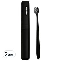 라니핏 소프트 휴대용 칫솔 + 케이스 세트 블랙, 2세트