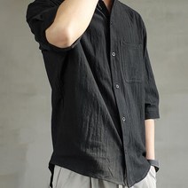 남성용 마켓A 린넨 윈드 헨리넥 셔츠