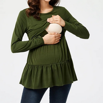 루나글램 프릴 임산부 외출복 모유 수유 탑 티셔츠 CHS187