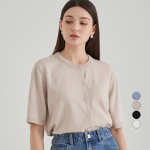 ELLE PARIS 쿨터치 라운드넥 루즈핏 반팔 가디건