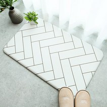 마켓플랜 양면 볼륨 화이트 헤링본 + 린넨 주방매트, 혼합색상