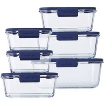 네오플램 글라쎄 내열유리 직사각 밀폐용기 6p 세트, 6개, 밀폐용기 460ml 2p + 800ml 2p +1200ml +1900ml