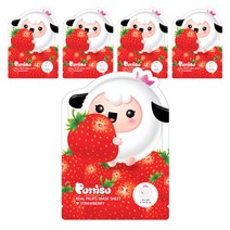 뿌띠슈 어린이용 리얼 프루츠 시트마스크 딸기, 5개입, 1개