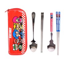 릴팡 카트라이더 스텐 수저 세트, 혼합색상, 1세트, 수저2세트+케이스1개