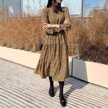여성용 로지 프릴 플라워 기모 원피스