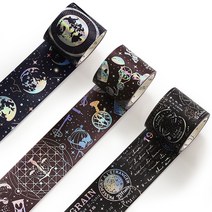 아뜰라임 감성 다꾸 종이 패턴 넓은 마스킹 테이프 3종 세트 30mm x 3m, 다크, 1세트