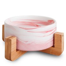 딩동펫 반려동물 모던 세라믹 식기 마블 1단 1구 L, 핑크, 1개